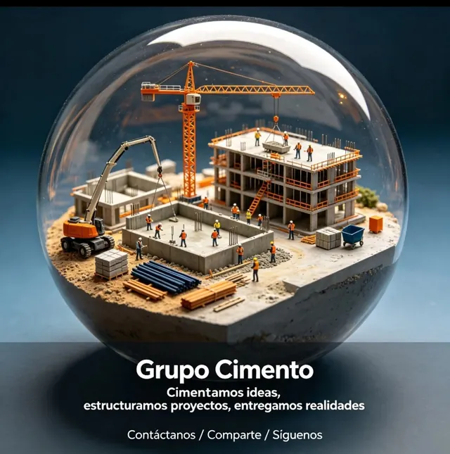 Ilustración de una obra en miniatura dentro de una esfera de cristal